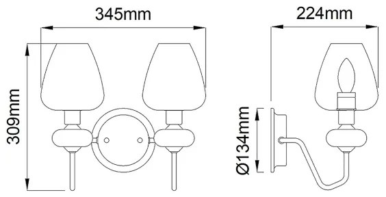 Elstead - Nástenné svietidlo ARMAND 2xE14/40W/230V čierna/mosadz