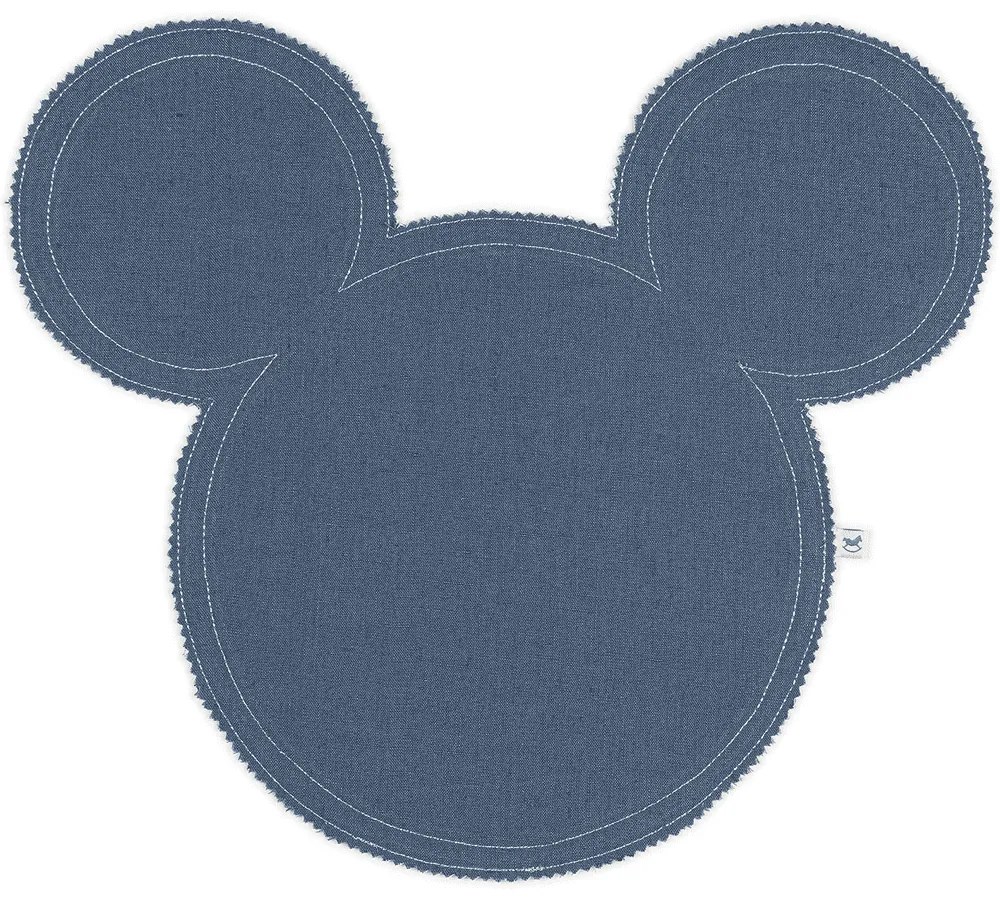 Ľanové prestieranie myška džínsová so striebrom 39x35cm