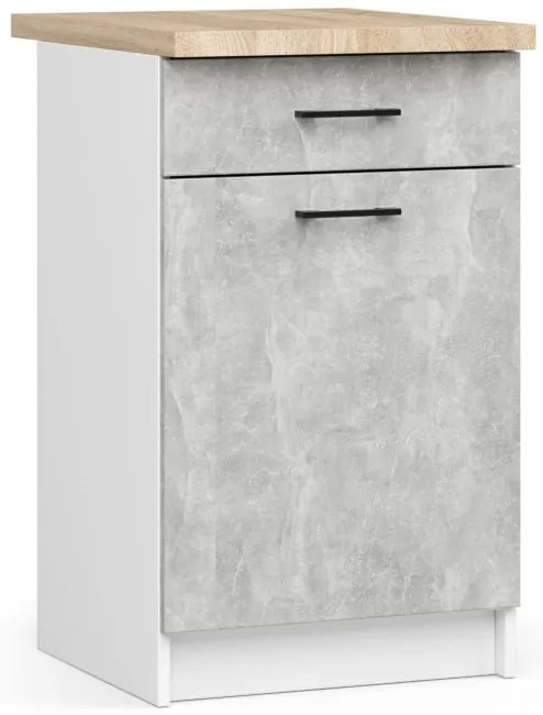 Spodná kuchynská skrinka s doskou OLIWIA S50 SZ1 biela / betón