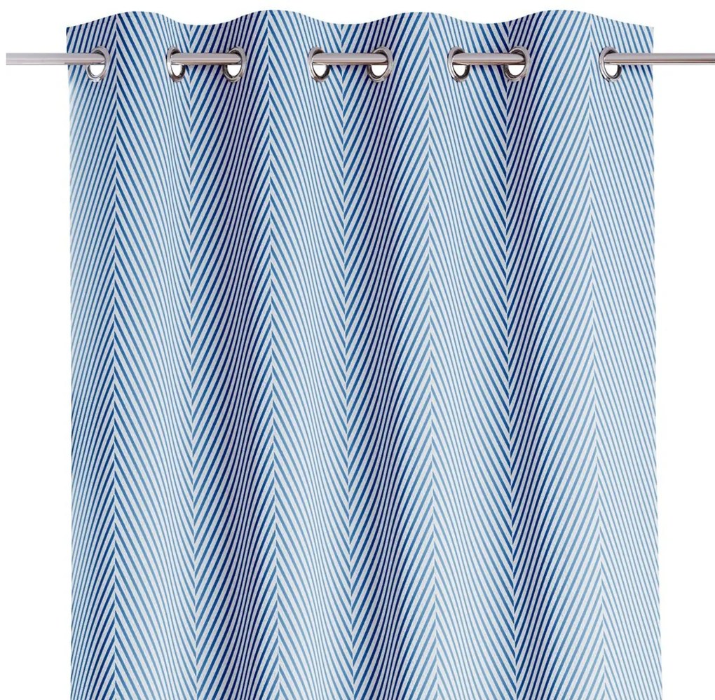 Záves AmeliaHome Clear s priechodkami 140x250 modrý/biely