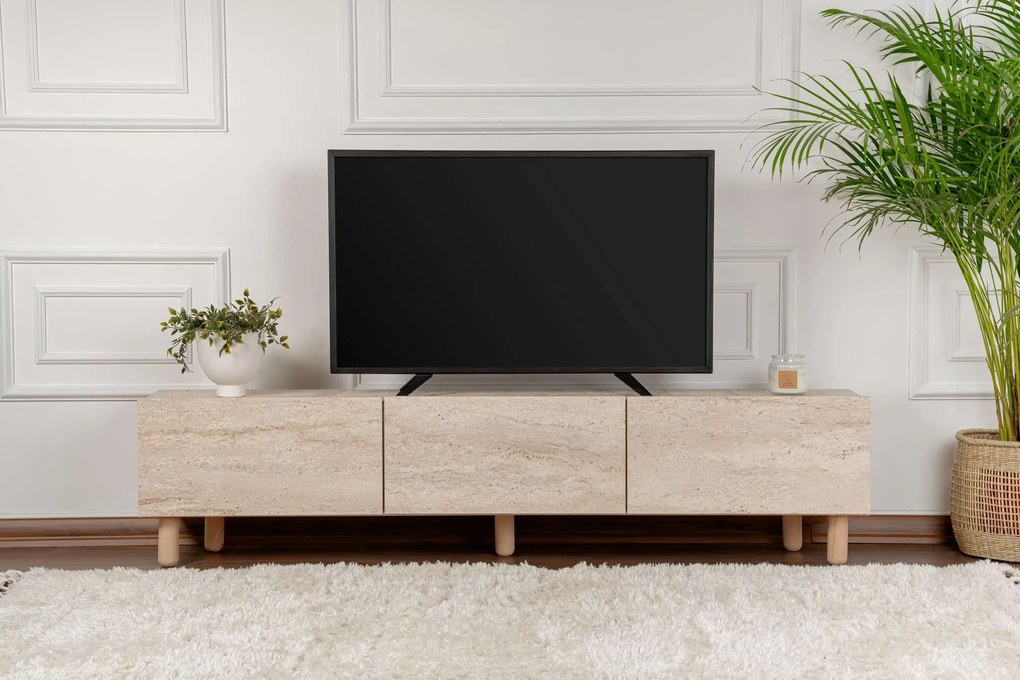 TV stolík/skrinka Alvindel (travertín). Akcia -19%. Vlastná spoľahlivá doprava až k Vám domov. 1127715