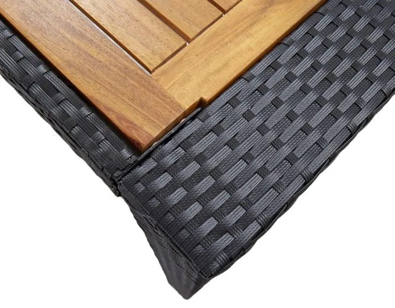 vidaXL 9-dielna vonkajšia barová súprava čierna polyratan a akáciové drevo 49566