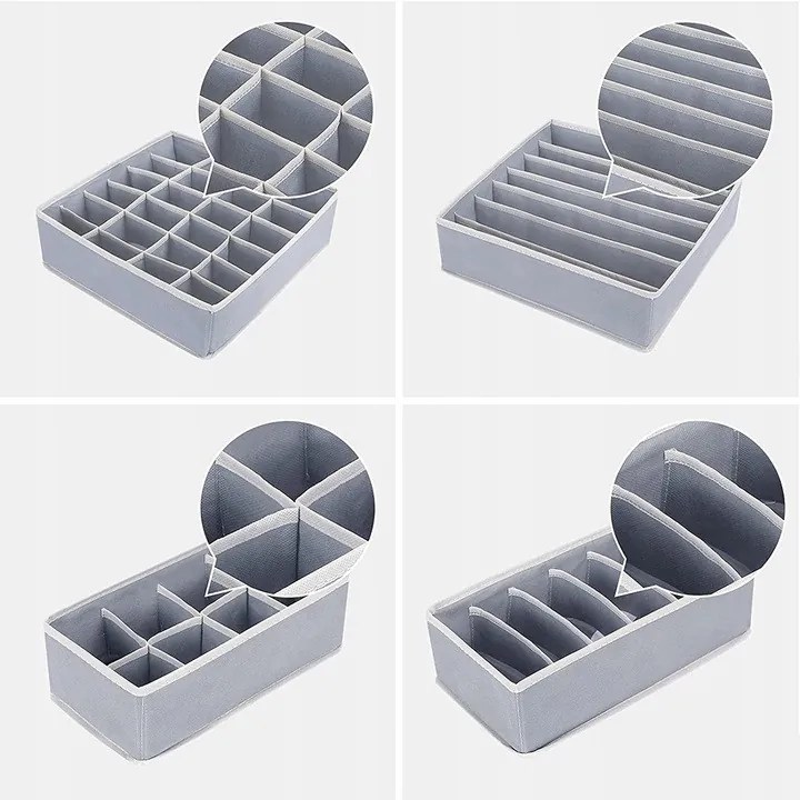 eCarla 2. akosť - Organizér na spodnú bielizeň, súprava 4ks, SPRINGOS - sivý