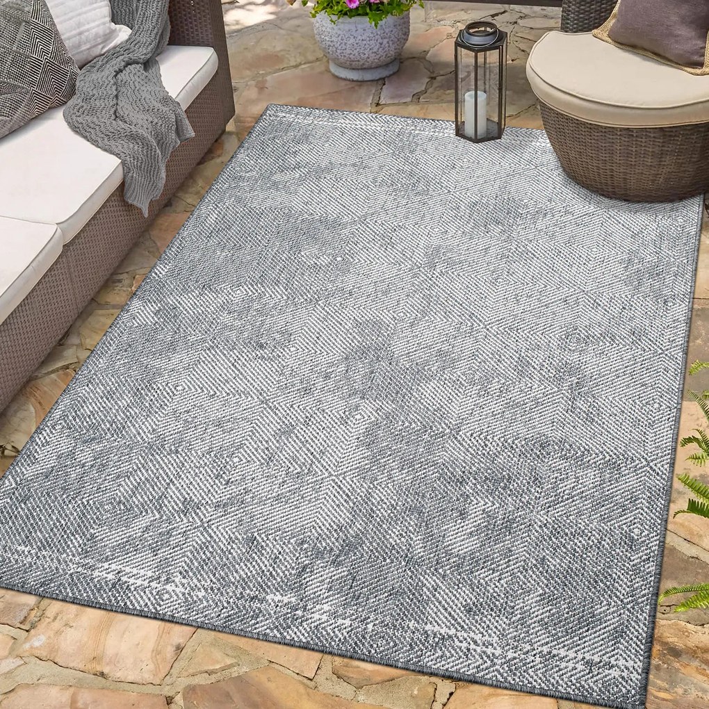 Dekorstudio Obojstranný koberec na terasu DuoRug 5845 - sivý Rozmer koberca: 80x150cm