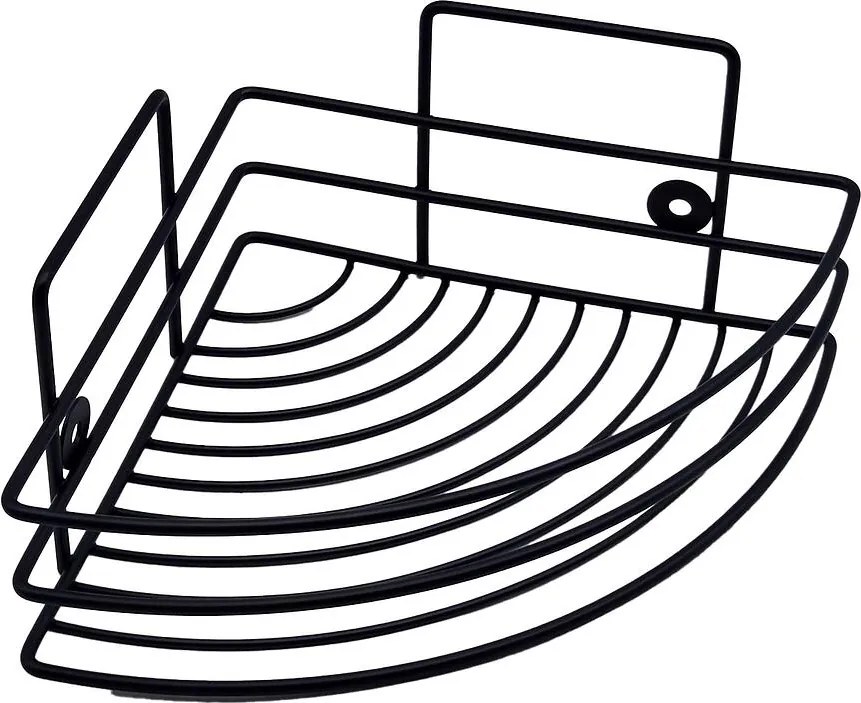 Rohová kúpeľňová polica, čierna