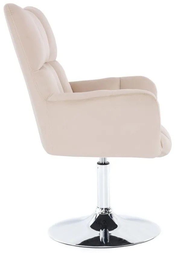 LuxuryForm DESIGN Otočné kreslo AURORA VELUR na striebornom tanieri - krémové