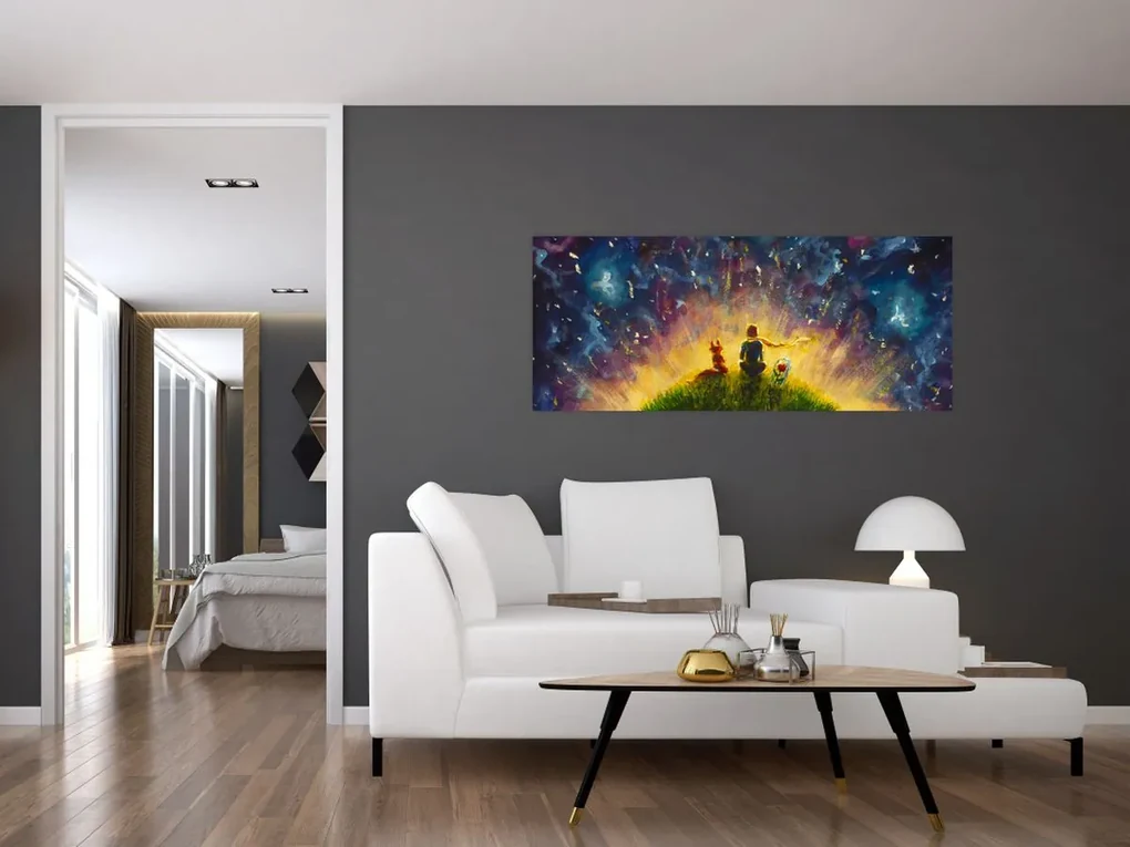 Obraz - Malý princ a líška (120x50 cm)