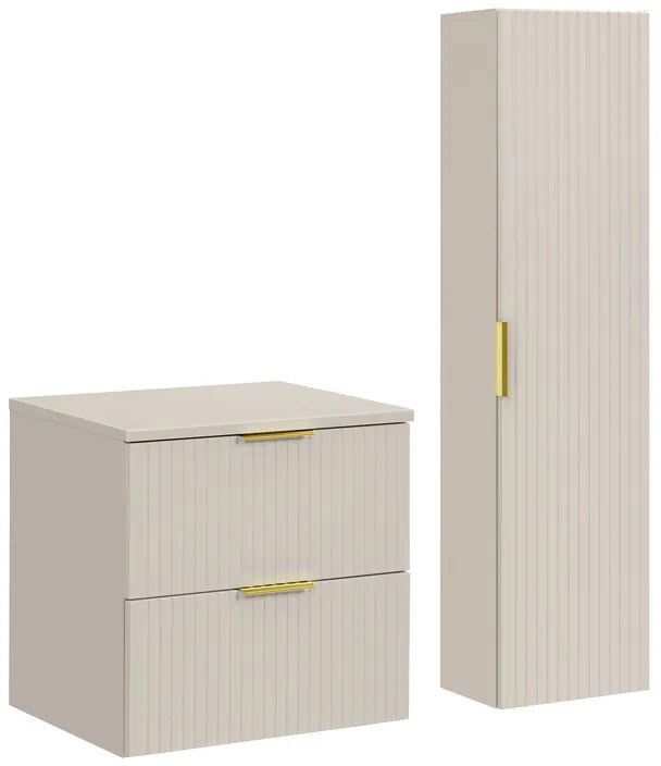 Kúpeľňová zostava Adele Cashmere s doskou a skrinkami 60 cm kašmírová