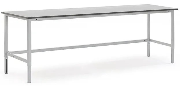 Manuálne výškovo nastaviteľný dielenský stôl MOTION, nosnosť 400 kg, 2500x800 mm