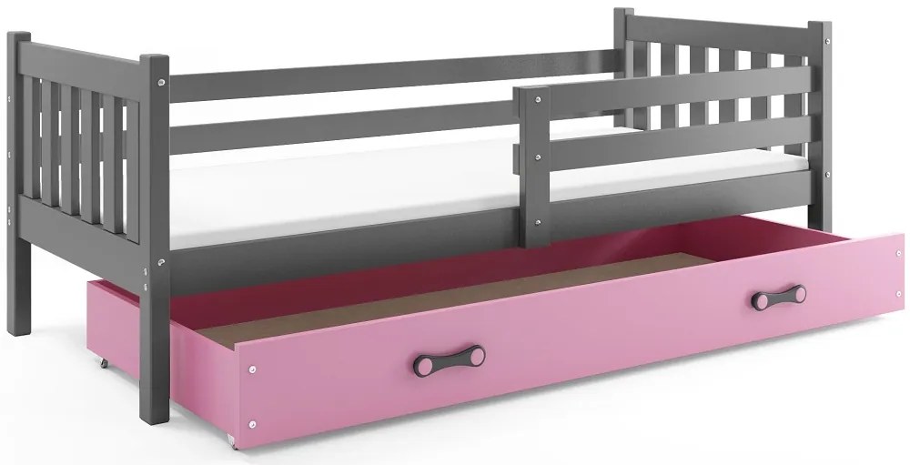 Detská posteľ s úložným priestorom CARINO | 80 x 190 cm Farba: Sivá / ružová
