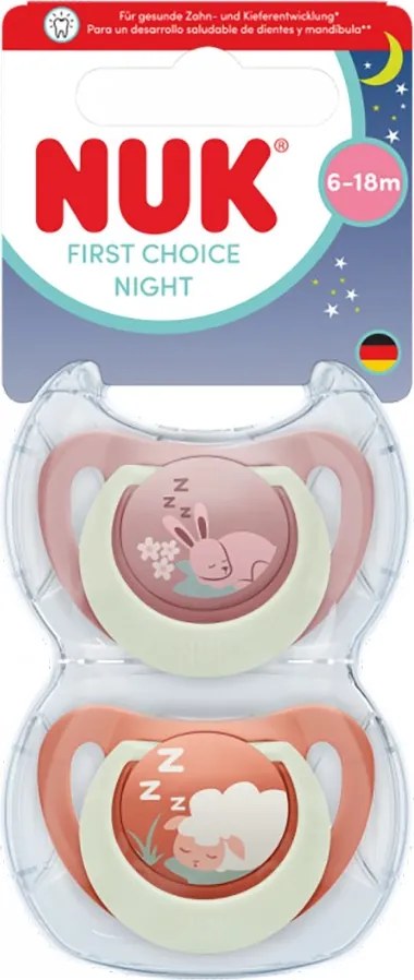 Cumlík NUK First Choice Night 6-18m 2 ks Bunny/Sheep