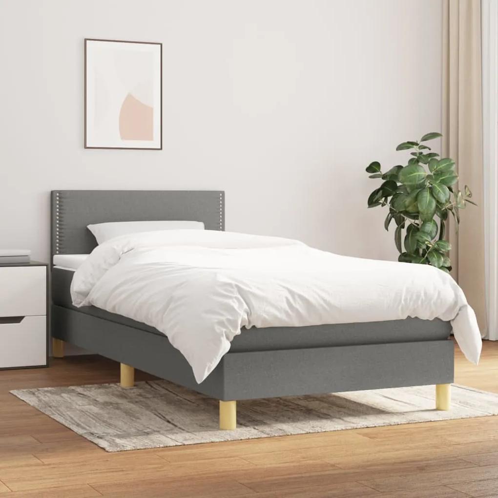 Boxspring posteľ s matracom tmavosivá 90x200 cm látka 3140506