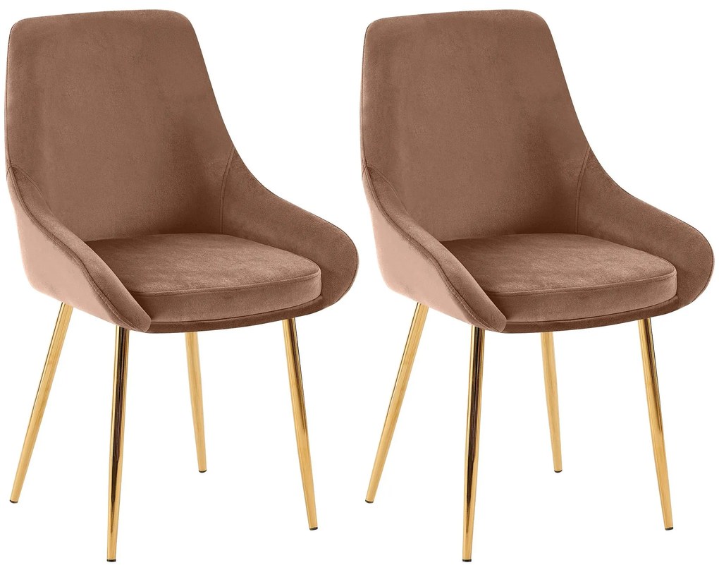 Sada 2 ks jedálenskej stoličky Elmira zamat - hnedá