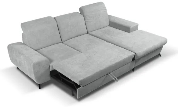 Rozkladacia rohová čalúnená sedacia súprava ALTA do tvaru L s úložným priestorom, pravé prevedenie, sivá