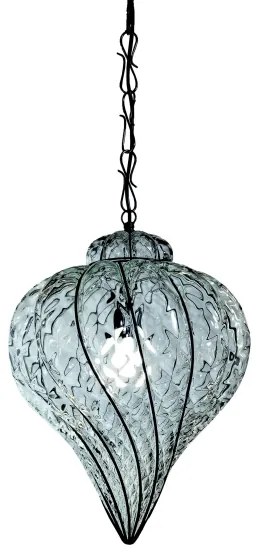 SIRU - Luster na reťazi GOCCIA 1xE27/60W/230V pr. 25 cm číra/hnedá benátske sklo