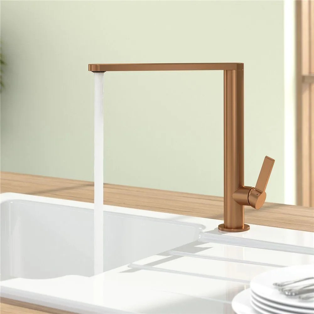 VILLEROY &amp; BOCH Finera páková drezová batéria, výška výtoku 251 mm, bronz kartáčovaný, 92700004