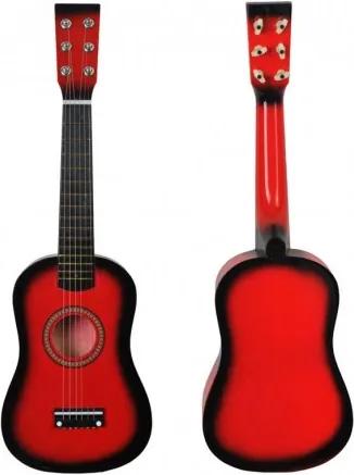 Detská drevená gitara 54cm Červená