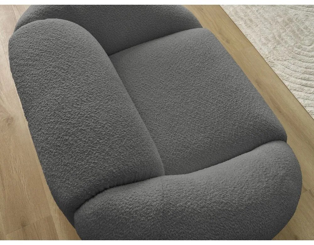 Sivé kreslo z textílie bouclé Tina – Bobochic Paris