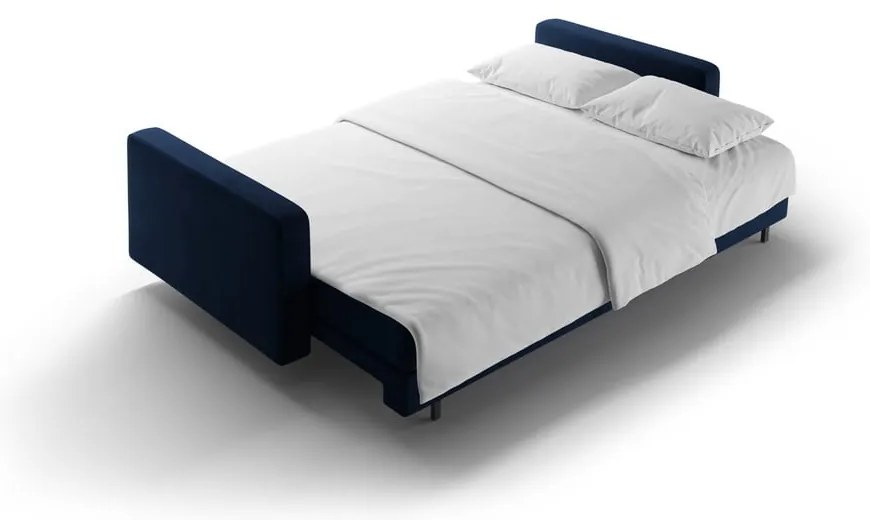 Tmavomodrá zamatová rozkladacia/s úložným priestorom pohovka 222 cm Bali – Cosmopolitan Design