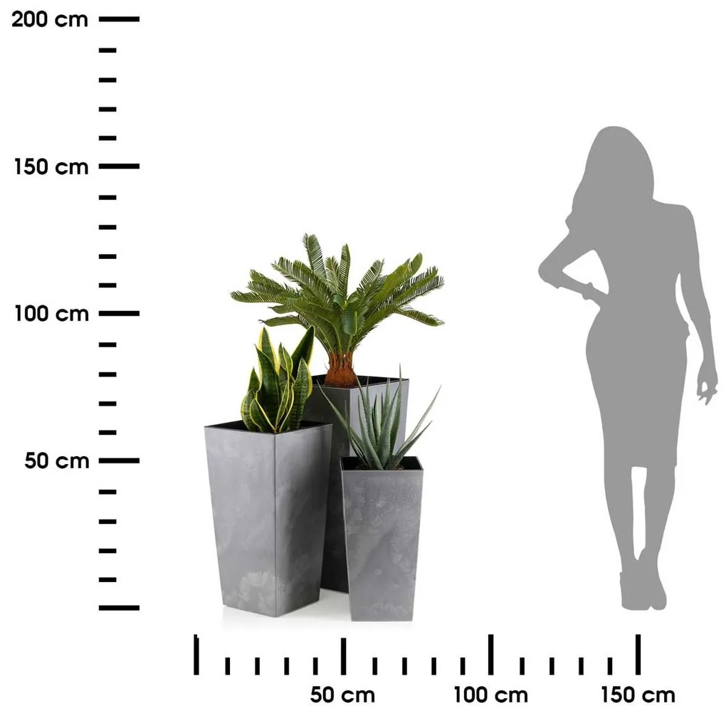 Súprava 3 kvetináčov PORTO sivý betón