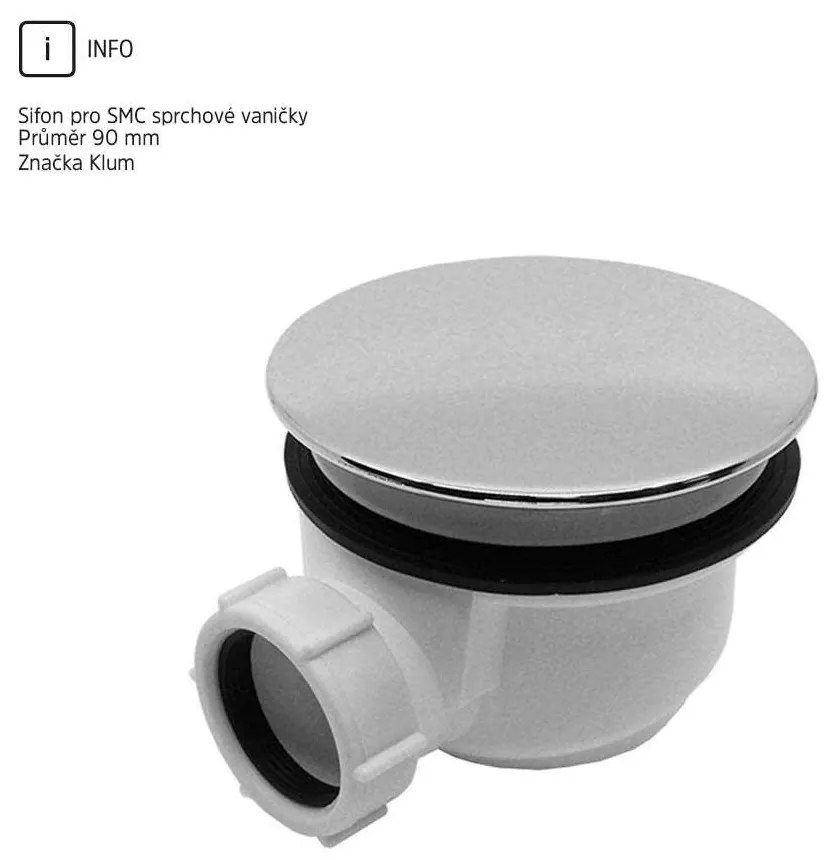 Mereo Mereo, Sprchová vanička R550, SMC, biela, vrátane nožičiek a sifónu ø 90 mm, MER-CV11H