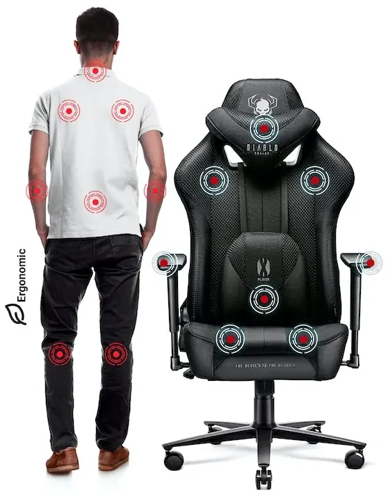 Látkové herné kreslo Diablo X-Player 2.0 King Size: čierne Diablochairs
