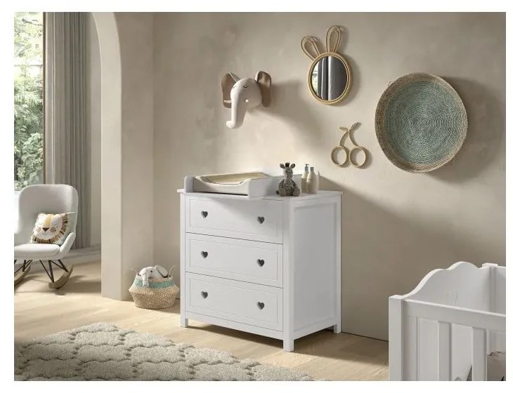 Biely prebaľovací pult (hĺbka vhodnej komody 57 cm) Amori – Vipack