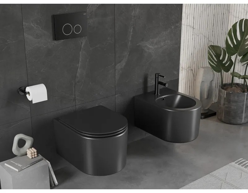 Mexen Sofia Rimless závesná wc misa, čierna matná, 3354XX85