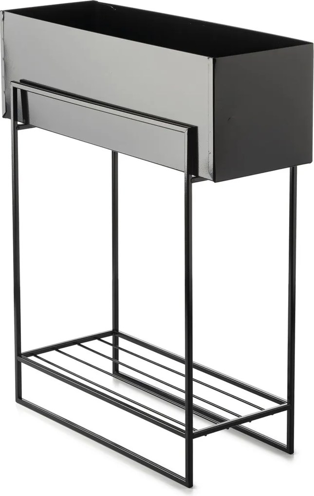 KOVOVÝ KVETINÁČ SO STOJANOM RECT 72X23X60 CM ČIERNA