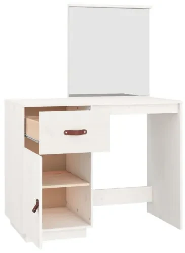 vidaXL Toaletný stolík biely 95x50x134 cm masívne borovicové drevo-
