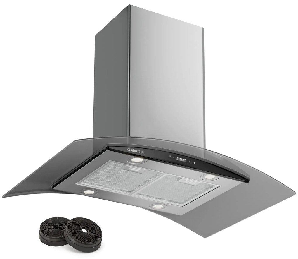 Klarstein Colette, digestor, 90 cm, 600 m³/h, energetická trieda A, ušľachtilá oceľ, strieborný