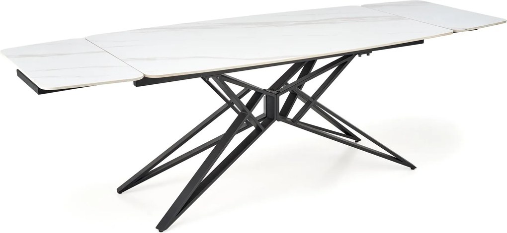 Rozkladací jedálenský stôl Alfredo 160/240 cm biely mramor/čierny