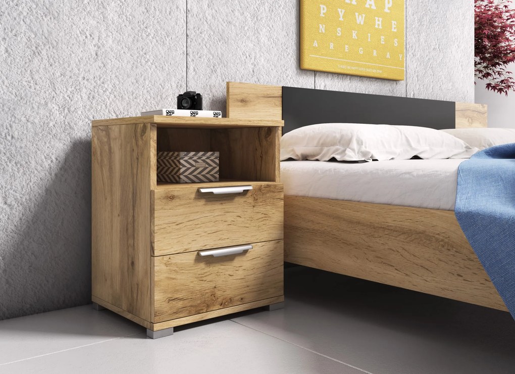 Noční stolek Naka 46 cm dub Wotan
