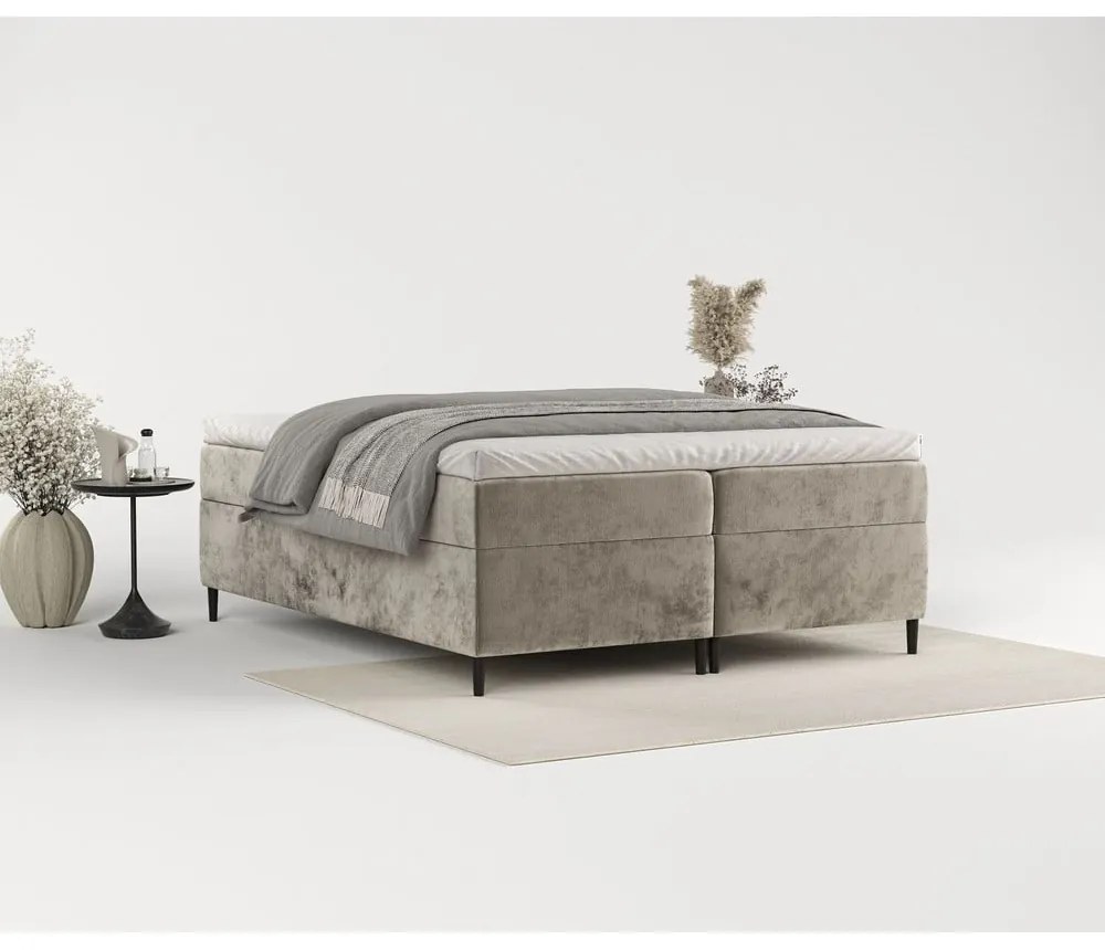 Svetlohnedá boxspring posteľ s úložným priestorom 200x200 cm Araya – Maison de Rêve