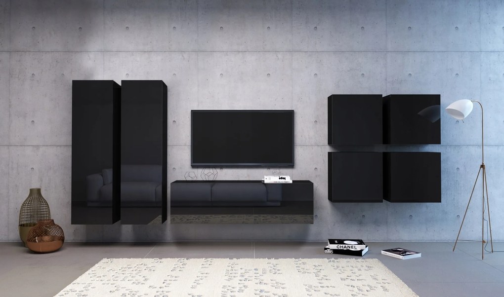 Nástenná skriňa Vivien 50 cm čierny lesk