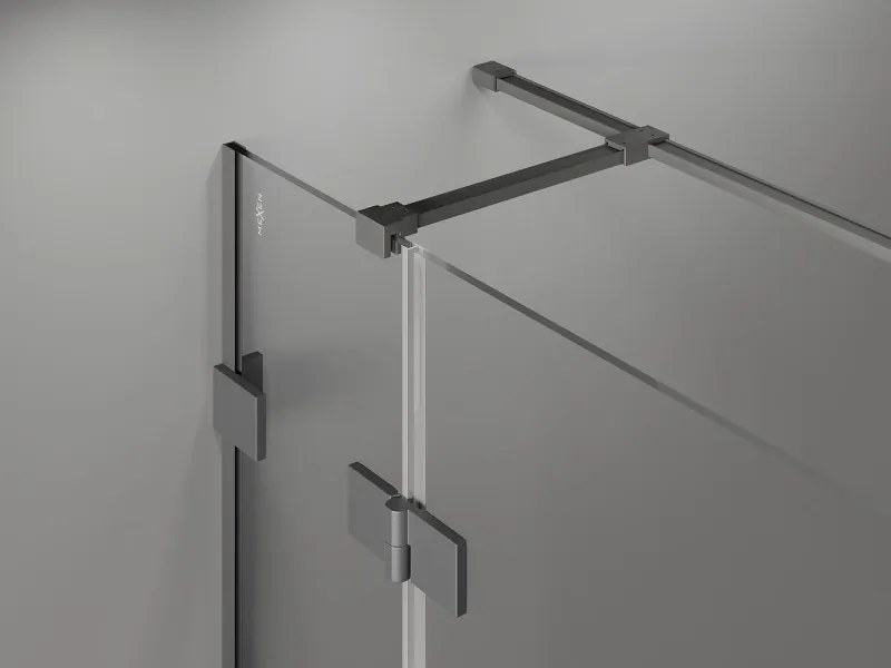 Mexen Lunar T, sklápací sprchový kút ľavý 130 x 70 cm, 8mm číre sklo, grafitový profil, 834T-130-070-95-00-L