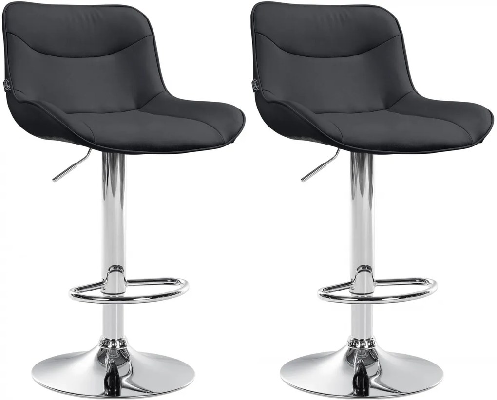 Design-Shop 2x Barová stolička Vonore - koženka, chróm rám - Čierna