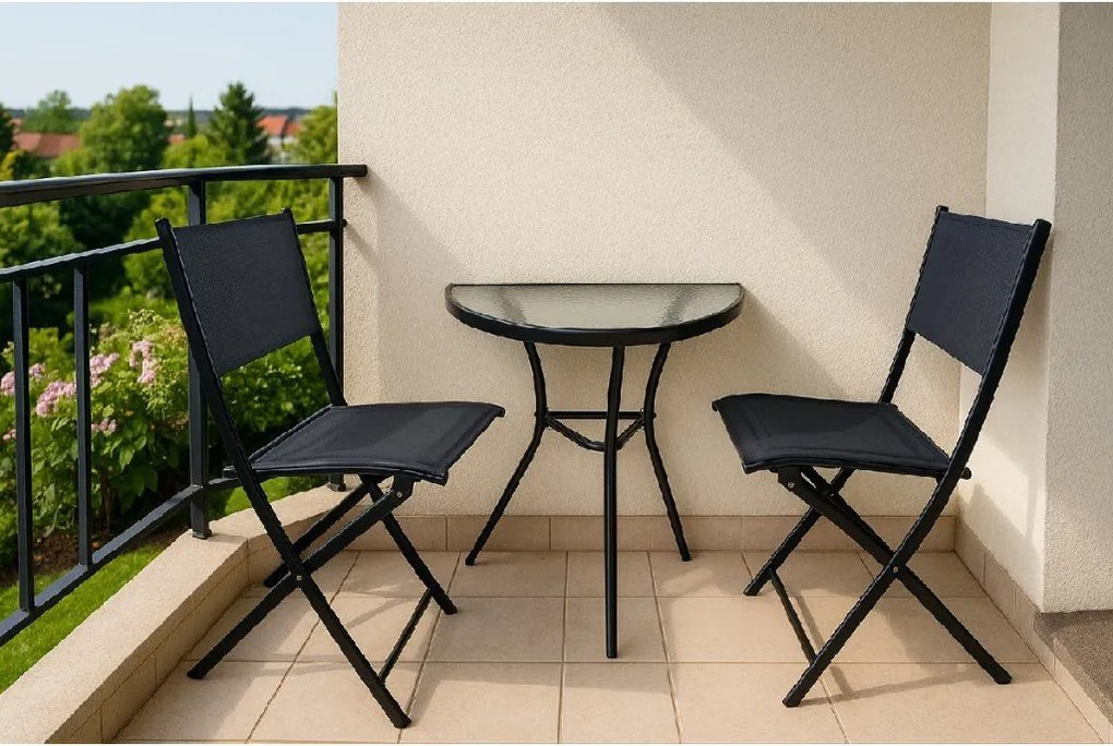 TRENDIE Zostava záhradného nábytku - 2 stoličky a stôl 65cm polovičný