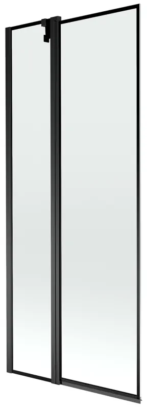Mexen Flip, 1-krídlová vaňová zástena 80 x 150 cm, 6 mm číre sklo-čierny vzor, čierny profil, 894-080-101-70-70