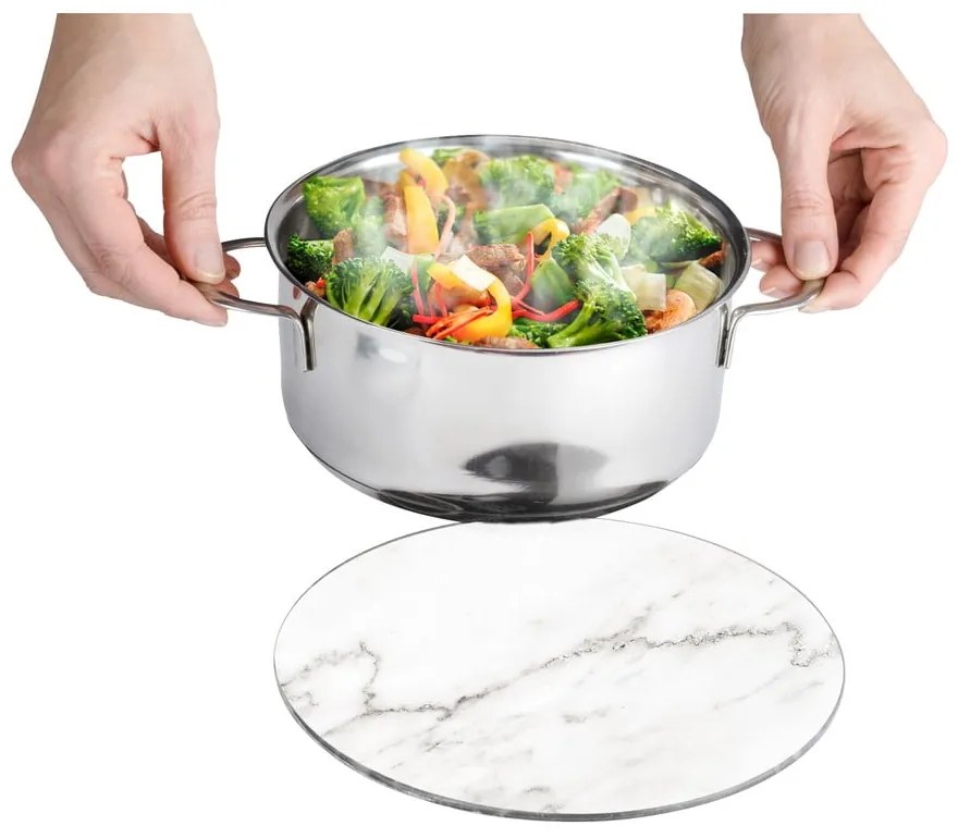 Sklenená podložka pod hrniec Wenko Marble, 20 cm
