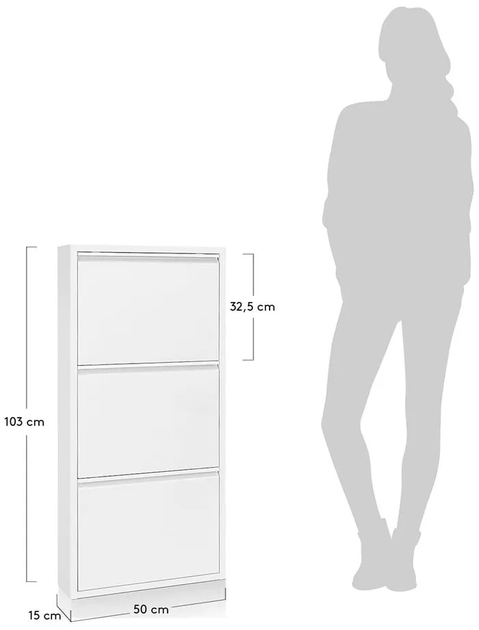 Biela kovová výklopná skrinka na topánky 50x103x15 cm Ode – Kave Home