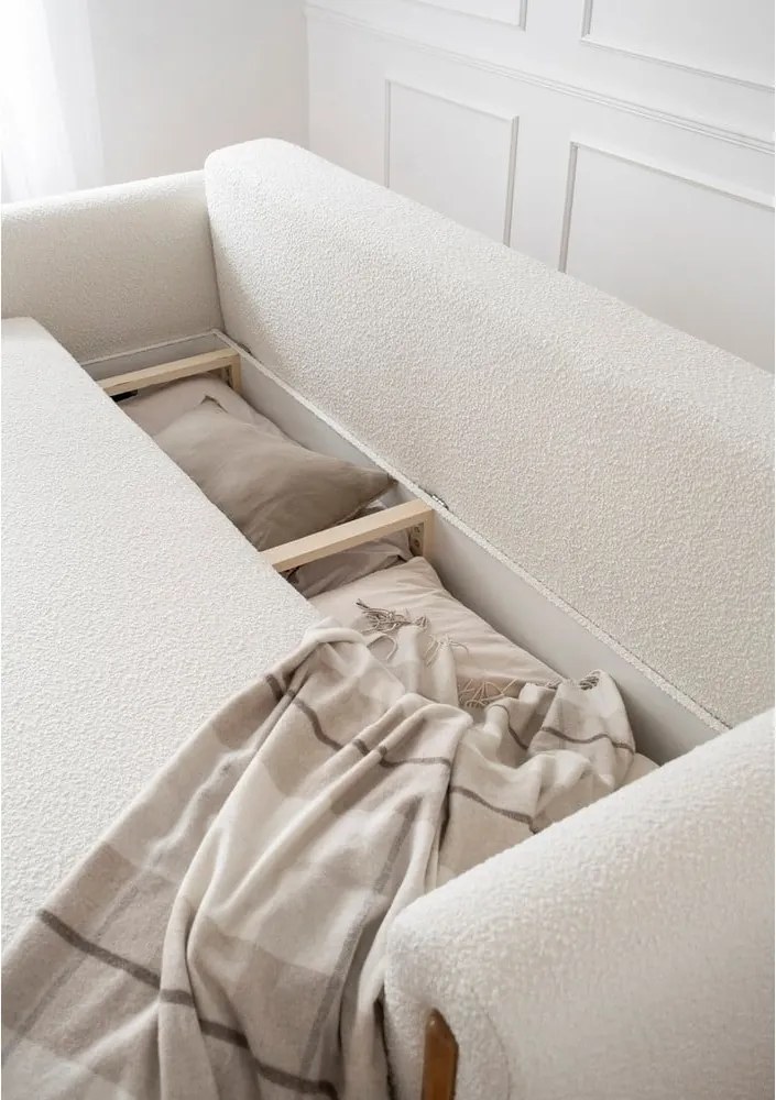 Slonovinová rozkladacia/s úložným priestorom pohovka z textílie buklé 244 cm Arcadova – ELTAP