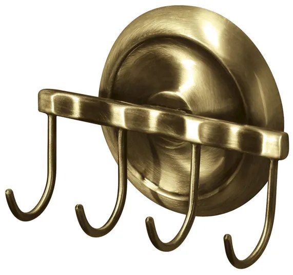 BISK Erga Deco, 4-háčik na uteráky, antická mosadz, ERG-02214