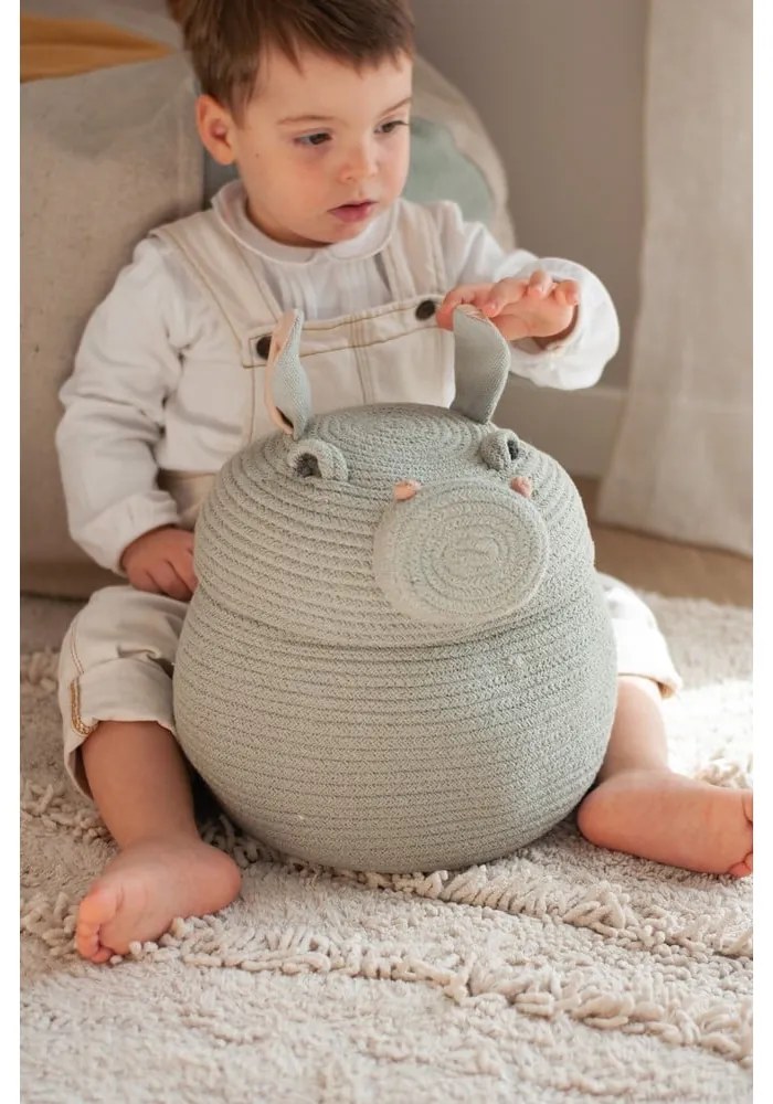 Svetlosivý látkový detský kôš na hračky ø 25x30 cm Henry the Hippo – Lorena Canals