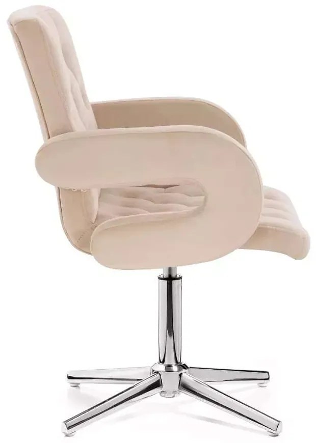 LuxuryForm DESIGN Stolička BOSTON VELUR na striebornom kríži - krémová