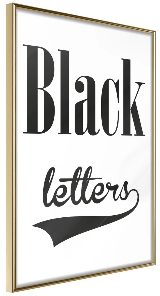 Artgeist Plagát - Black Letters [Poster] Veľkosť: 20x30, Verzia: Čierny rám s passe-partout