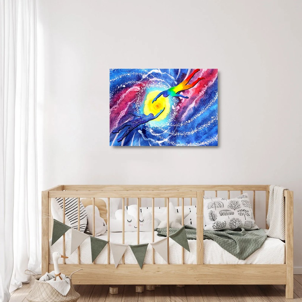 Sklenený obraz - Dotyk (70x50 cm)