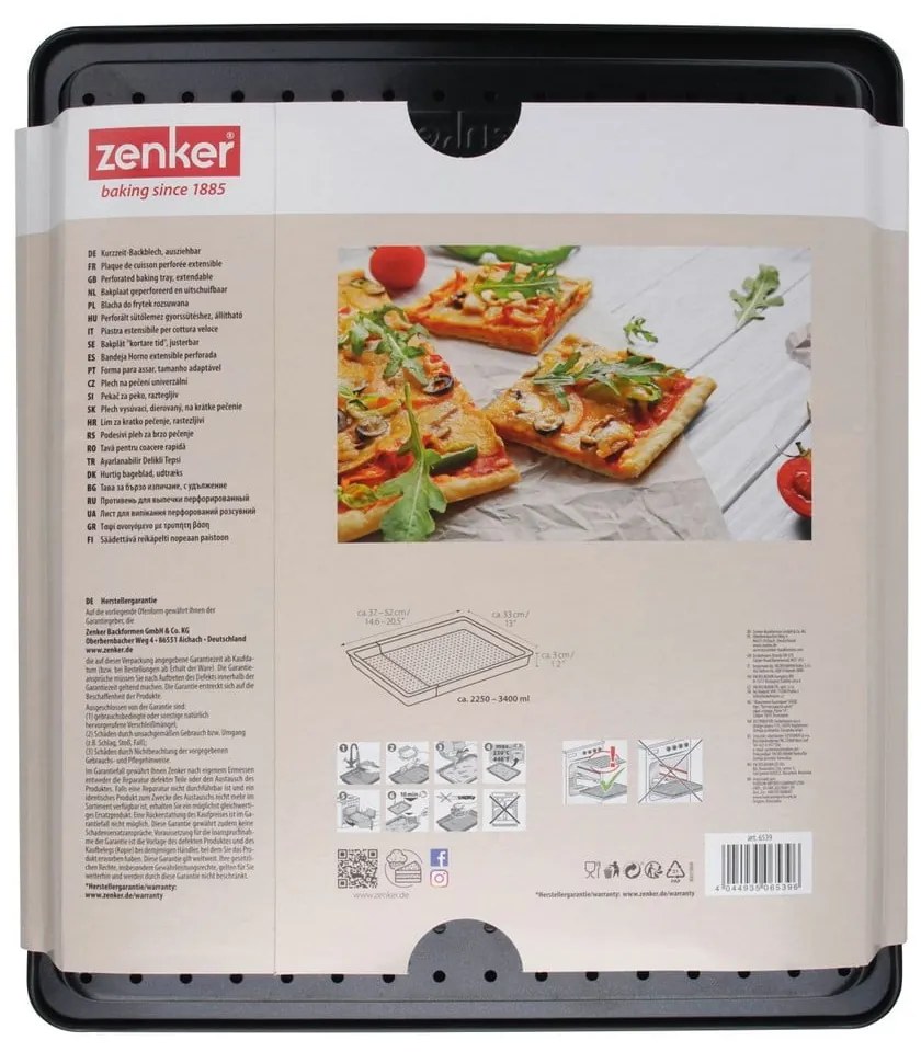 Perforovaný nastaviteľný plech na pečenie Zenker Black, 37 - 52 x 33 cm