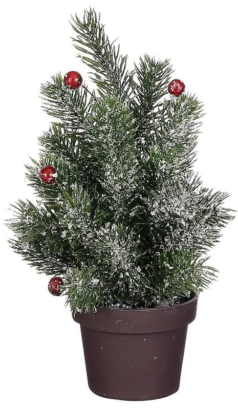 Vianočný stromček  zelený s bobuľami omrznutý výš. 24 x hl. 12 cm 1