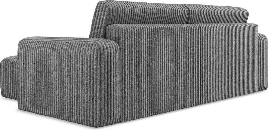 Sivá menčestrová rozkladacia/s úložným priestorom rohová pohovka (pravý roh/s leňoškou) Kona – Makamii